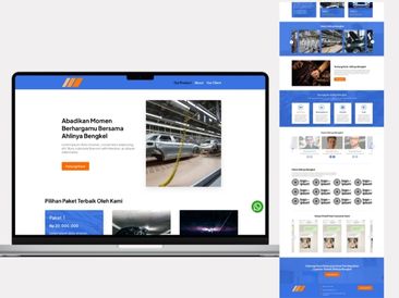 Preview tampilan template website untuk Bengkel V1