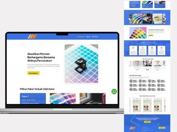 Preview tampilan template website untuk Percetakan V1