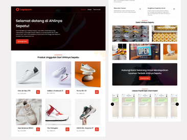 Preview tampilan template website untuk Produk Sepatu V3