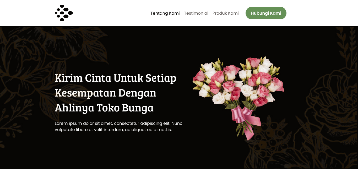 Preview tampilan template website untuk Toko Bunga
